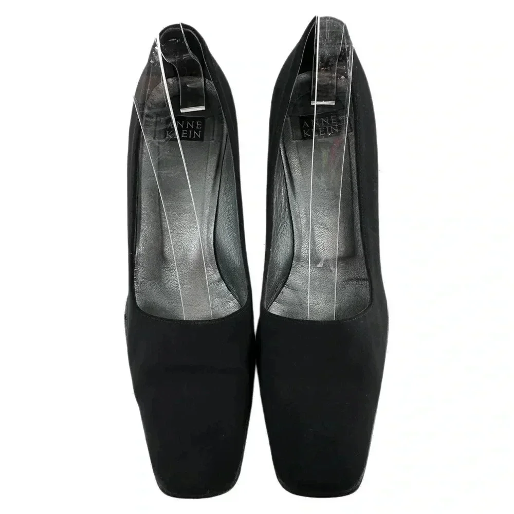 Anne Klein womens heels size 7.5 black square toe old money career vintage 90s